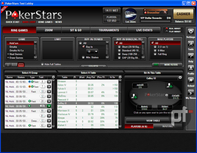 Дизайн нового лобби PokerStars.