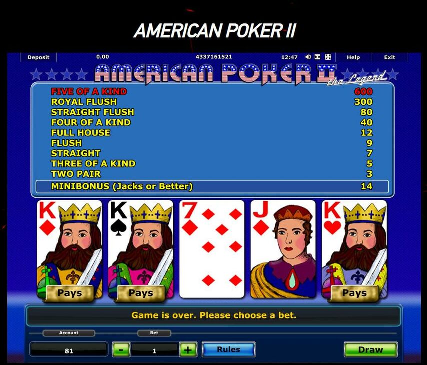 Игровой автомат американский покер 2 играть бесплатно без регистрации 1xbet игровые автоматы по 5 руб